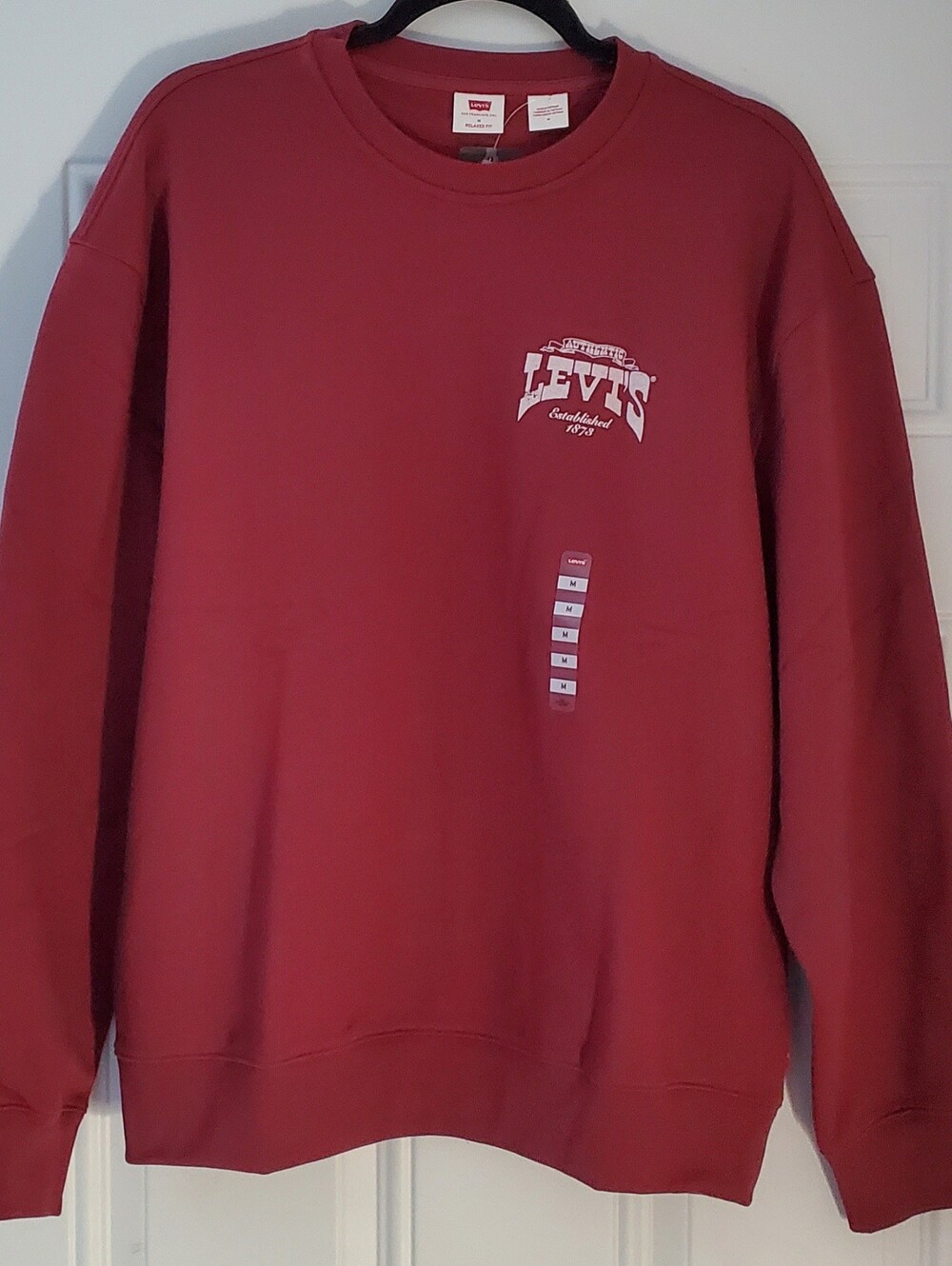 Levi's Men's Burgundy Crewneck Sweatshirt with White Logo